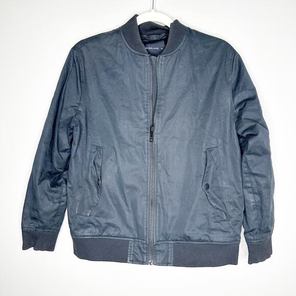 Everlane Womens Bomber Jacket Long Sleeves Full Zip Lined Snap Pockets Black XS - Picture 2 of 8